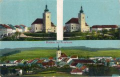 dobová pohlednice města s kostelem