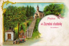 kostel na dobové pohlednici