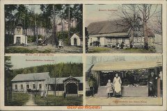 dobová pohlednice s kostelem (na snímku vlevo nahoře je v pozadí nad schodištěm)