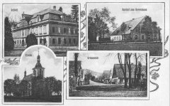 dobová pohlednice vsi s kostelem