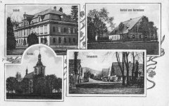 dobová pohlednice vsi s kostelem
