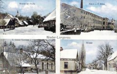 dobová pohlednice vsi s kostelem (vlevo nahoře)