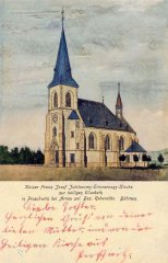 dobová pohlednice s kostelem