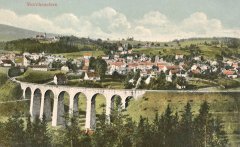 starší pohled na město s kostelem (vlevo nahoře)