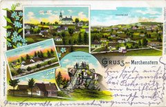 dobová pohlednice města s kostelem