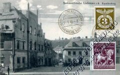 dobová pohlednice města s vrcholovou kaplí na horizontu