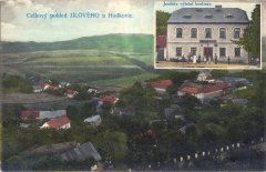 dobová pohlednice vsi s kaplí (pod malým obrázkem)