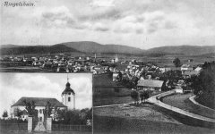 dobová pohlednice vsi s kostelem