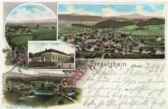 dobová pohlednice vsi s kostelem