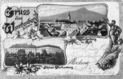 dobová pohlednice města s kostelem