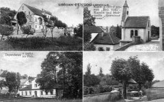 dobová pohlednice lázní s kaplí (vpravo nahoře)