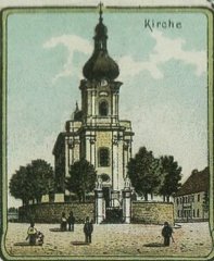 dobová pohlednice s motivem kostela