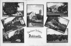 dobová pohlednice vsi s kostelem