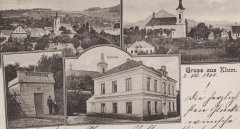 dobová pohlednice vsi s kostelem
