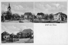 dobová pohlednice vsi s kostelem