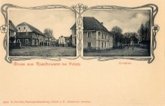 dobová pohlednice vsi s kostelem (vpravo)