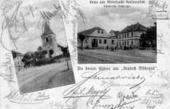 dobová pohlednice vsi s kostelem