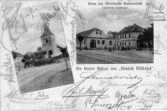 dobová pohlednice vsi s kostelem