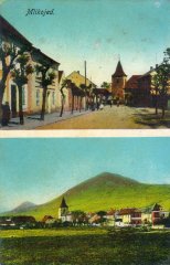 dobová pohlednice vsi s kostelem