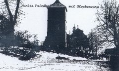 skica zvonice a kostela od Josefa Hortiga