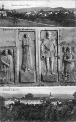 dobová pohlednice vsi s kaplí (na horním snímku vlevo)