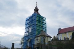 oprava zvonice - pohled zepředu zprava
