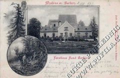 dobová pohlednice s kostelem (za myslivnou)