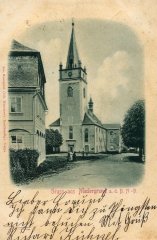 dobová pohlednice s motivem kostela