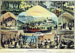 kresba s kostelem uprostřed