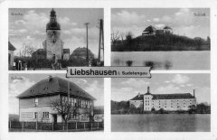 dobová pohlednice vsi s kostelem