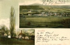 starší foto kaple na dobové pohlednici (dole)