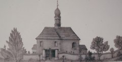 původní podoba kaple s přístavkem před požárem roku 1888