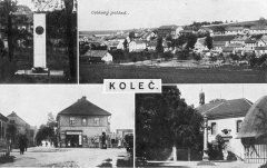 dobová pohlednice vsi s kostelem