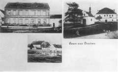 dobová pohlednice vsi s kaplí