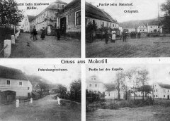 dobová pohlednice vsi s kaplí