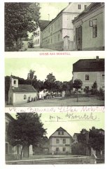 dobová pohlednice vsi s kaplí