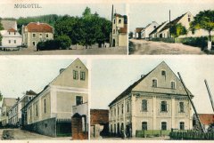 dobová pohlednice vsi s kaplí (na levém horním snímku)