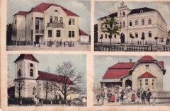 dobová pohlednice městyse s kostelem