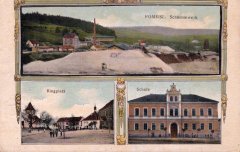 dobová pohlednice městyse s kostelem