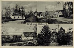 historické foto kostela na okénkové pohlednici (vlevo nahoře)