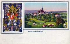 poutní areál na dobové pohlednici