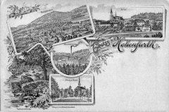 dobová pohlednice města s kaplí (dole)