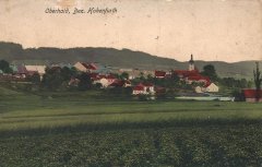 dobová pohlednice vsi s kostelem