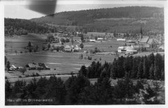 dobová pohlednice vsi s kostelem