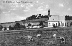 kostel na dobové pohlednici