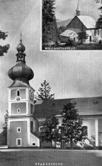 dobová pohlednice s námětem kostela Hauswaldských kaplí