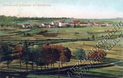 dobová pohlednice vsi s kostelem