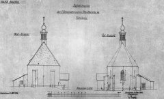 plány kostela podle zaměření z roku 1906