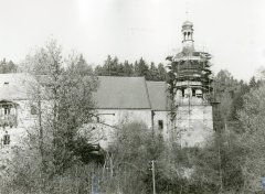 starší foto kostela - oprava střechy věže