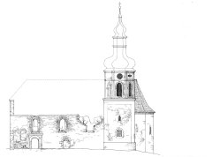 kresba kostela